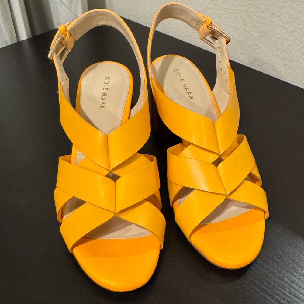 Cole Haan Bright Yellow Strappy Slingback Sandals